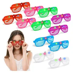 GENERICO - 12 Lentes Luminosos Persianas Led Luz Retro Fiesta Batucada Color Colorful Diseño Ojo