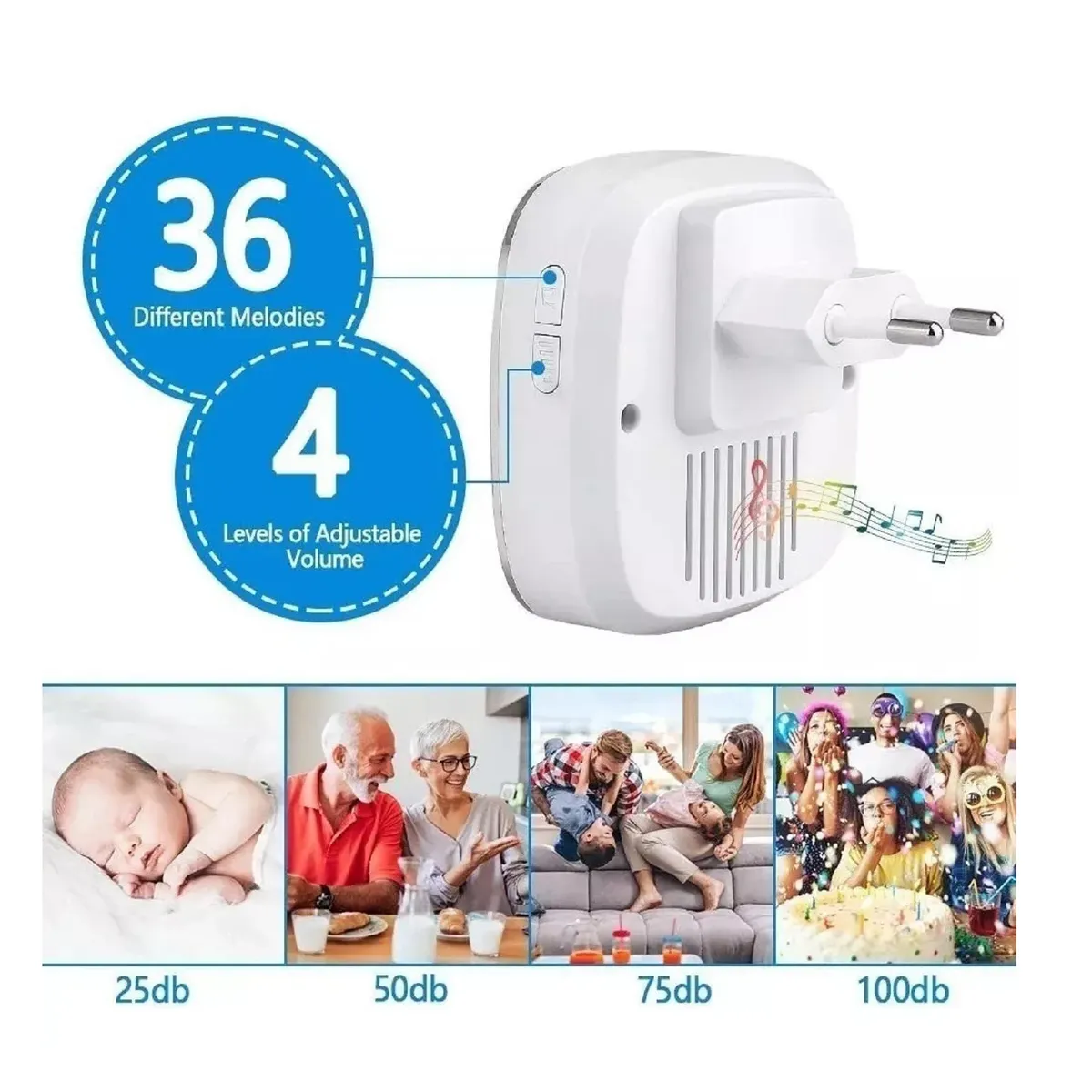 UNIVERSAL - Timbre Inalámbrico 300 Metros Exterior Para Casa Impermeable