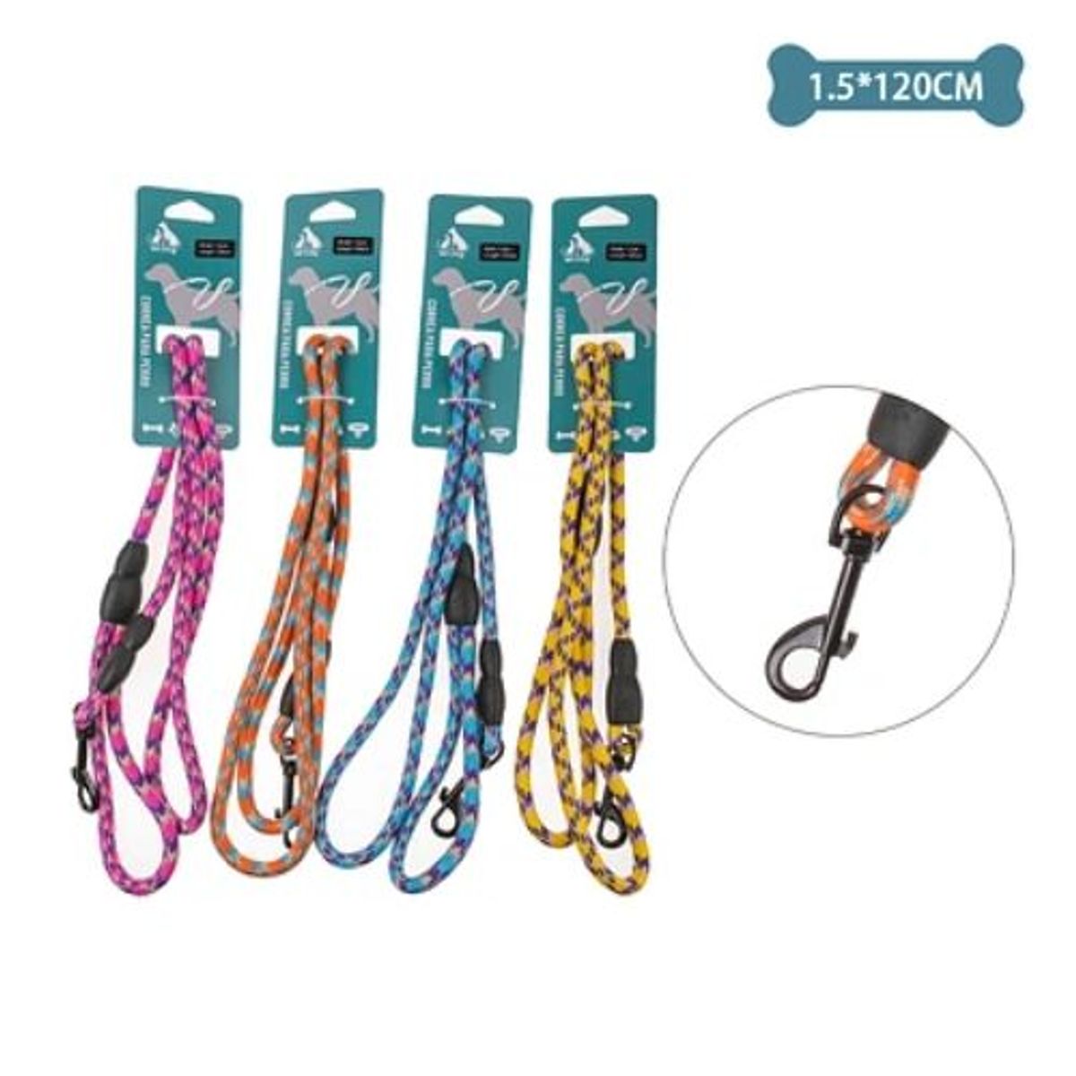 GENERICO - Correa redonda multicolor para mascota 15cm12m Color Celeste