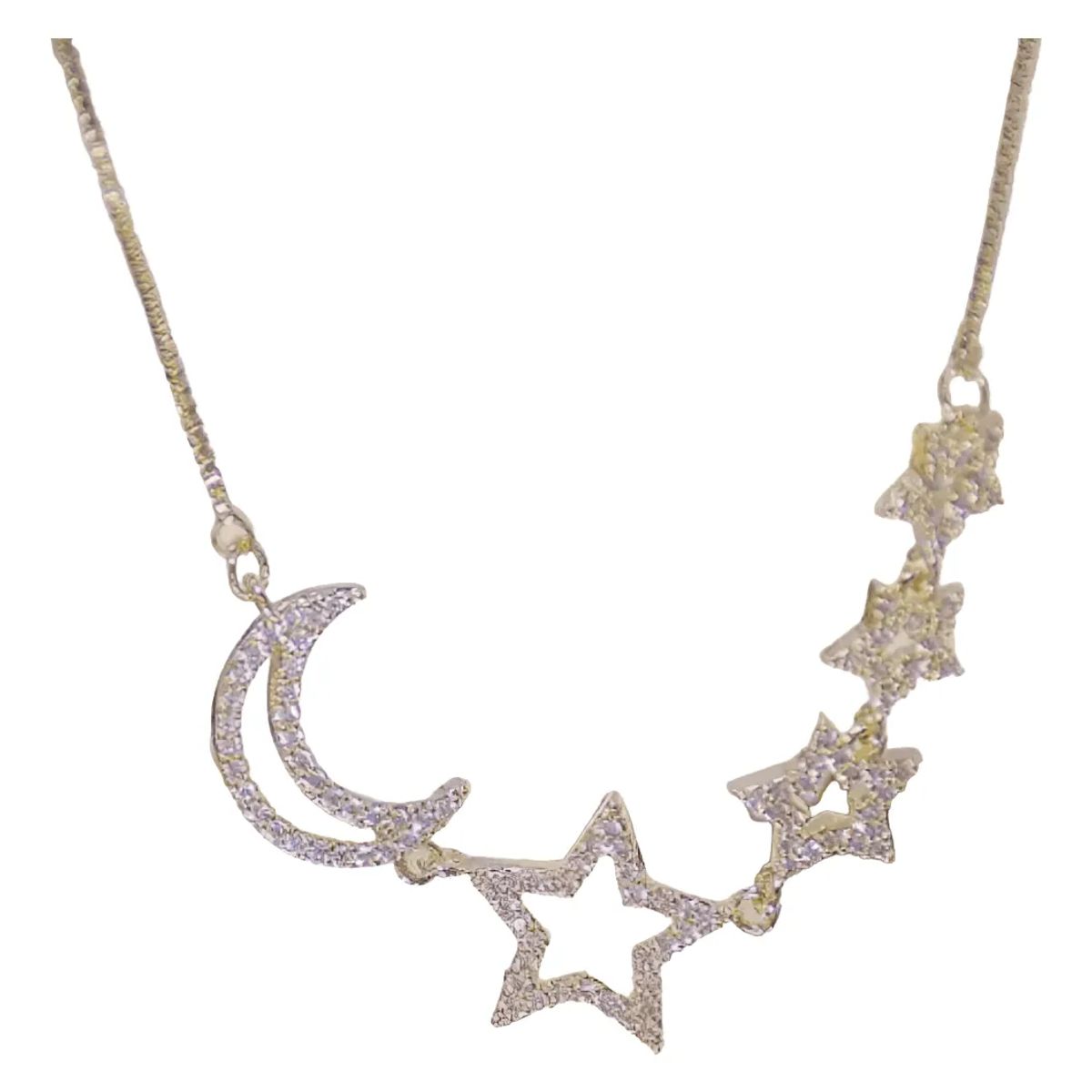 LUXURYJOYAS - Oferta Collar Luna Estrellas De Cristal Oro 18k