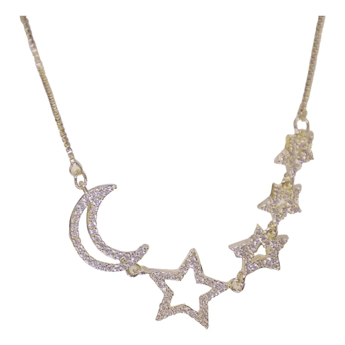 LUXURYJOYAS - Oferta Collar Luna Estrellas De Cristal Oro 18k