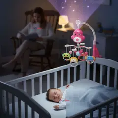 JUMP KIDS - Móvil Giratorio Musical Proyector Bebé Niña Rosado