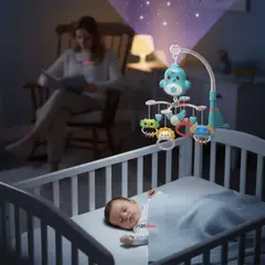 JUMP KIDS - Móvil Giratorio Musical Proyector Bebé Niño Azul