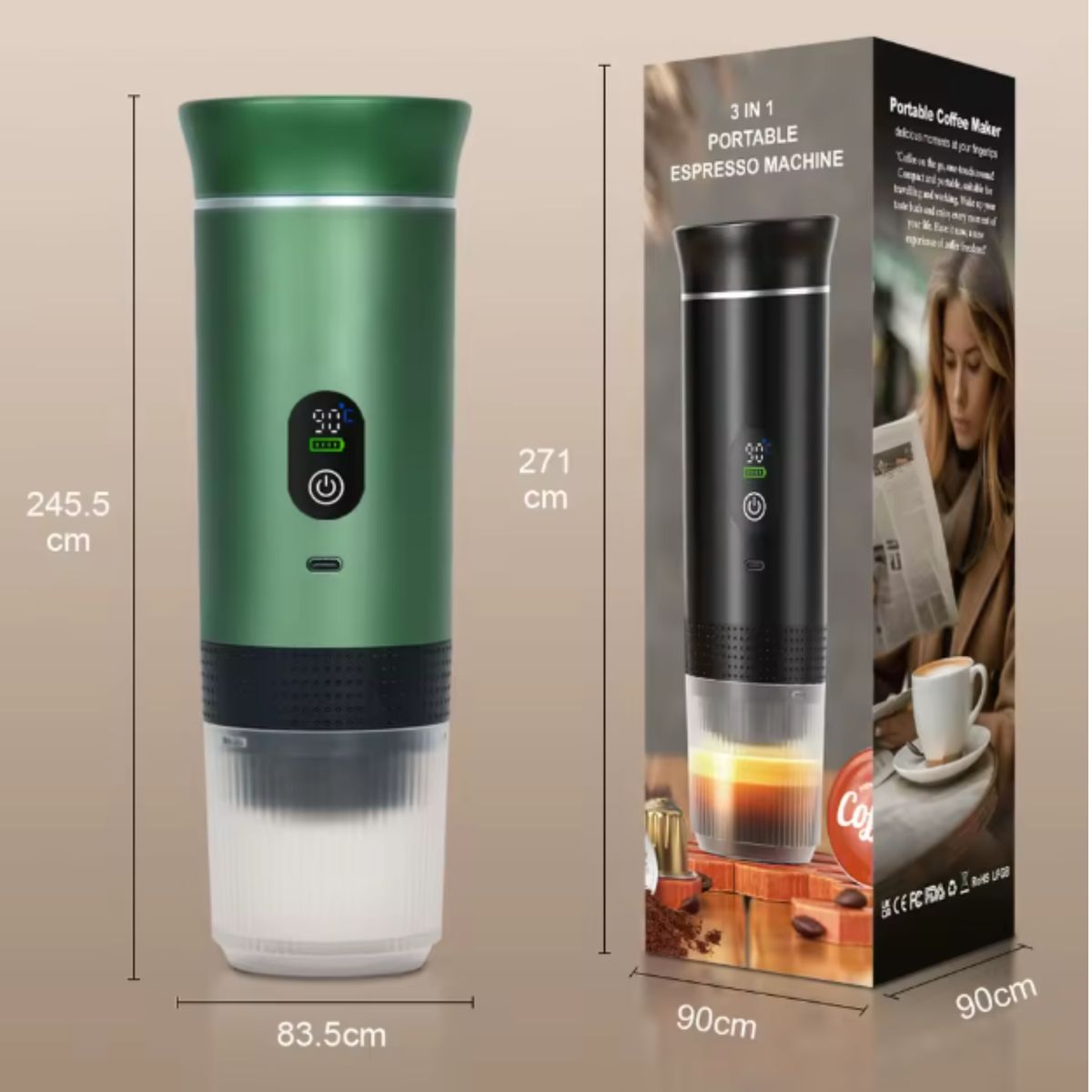 Máquina De Café Espress, Digital, Portátil Recargable 3 En 1 Dhogar, marca GENERICO - Foto Principal