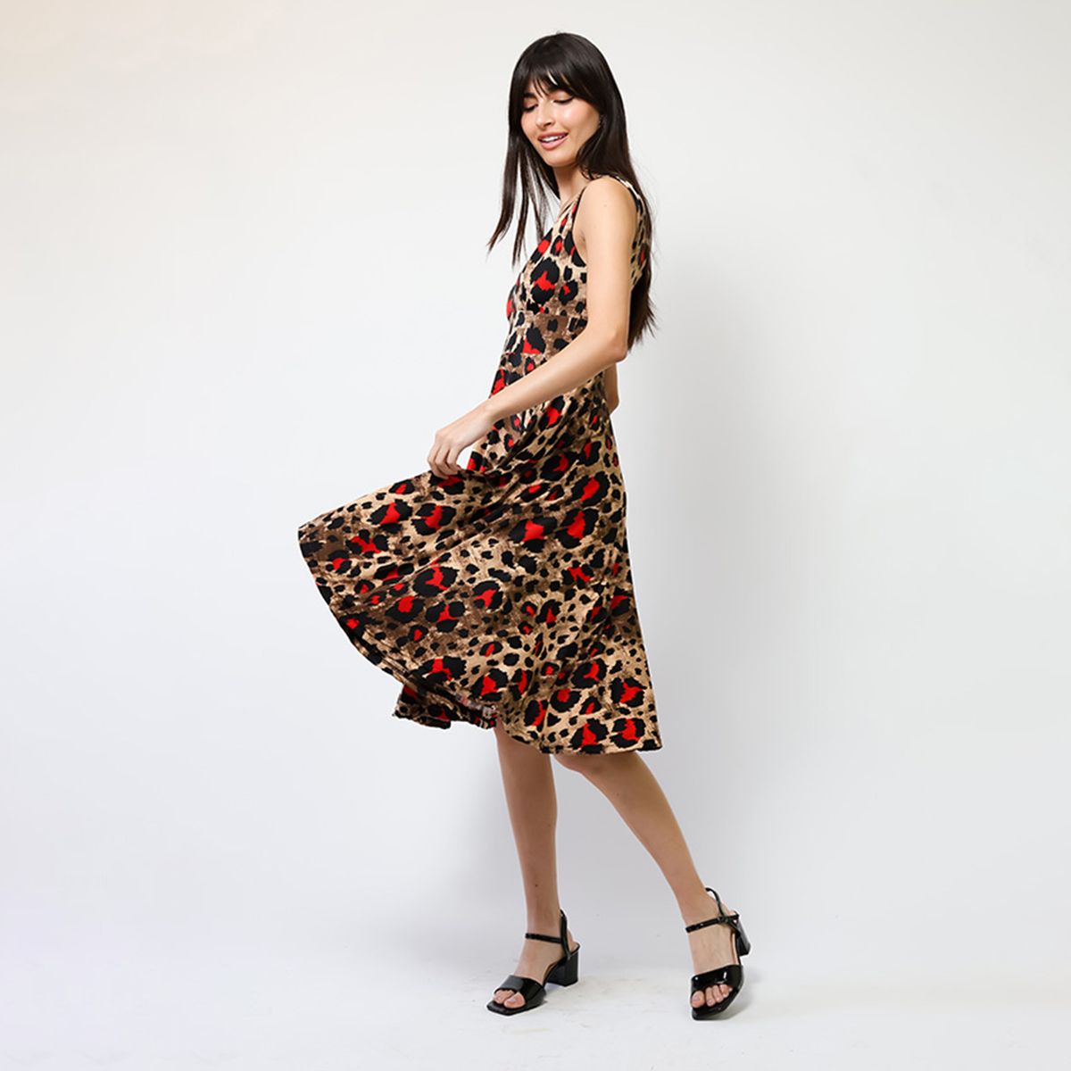 NATALIA SEGUEL - Vestido Dani Animalprint Rojo  Natalia Seguel