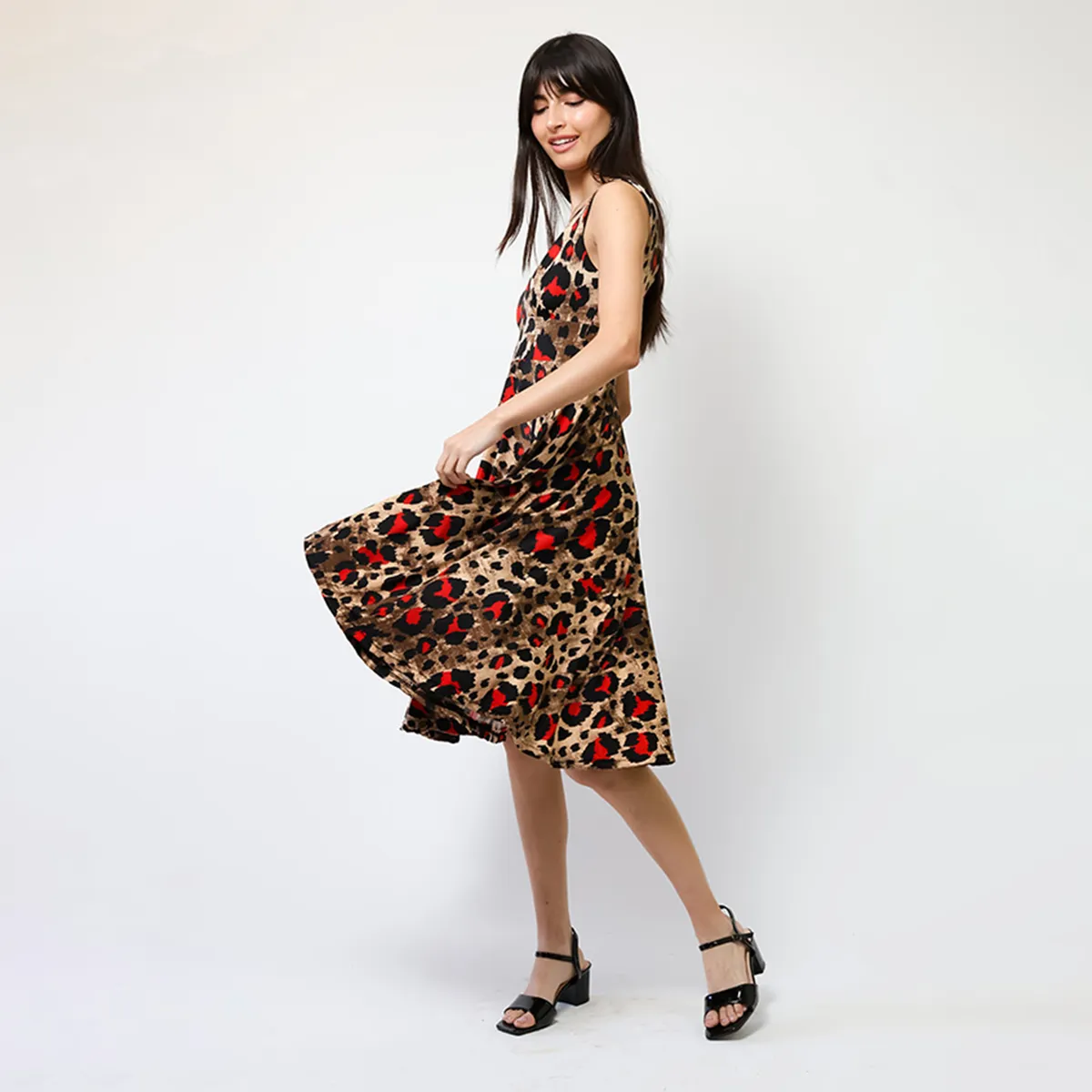 NATALIA SEGUEL - Vestido Dani Animalprint Rojo  Natalia Seguel