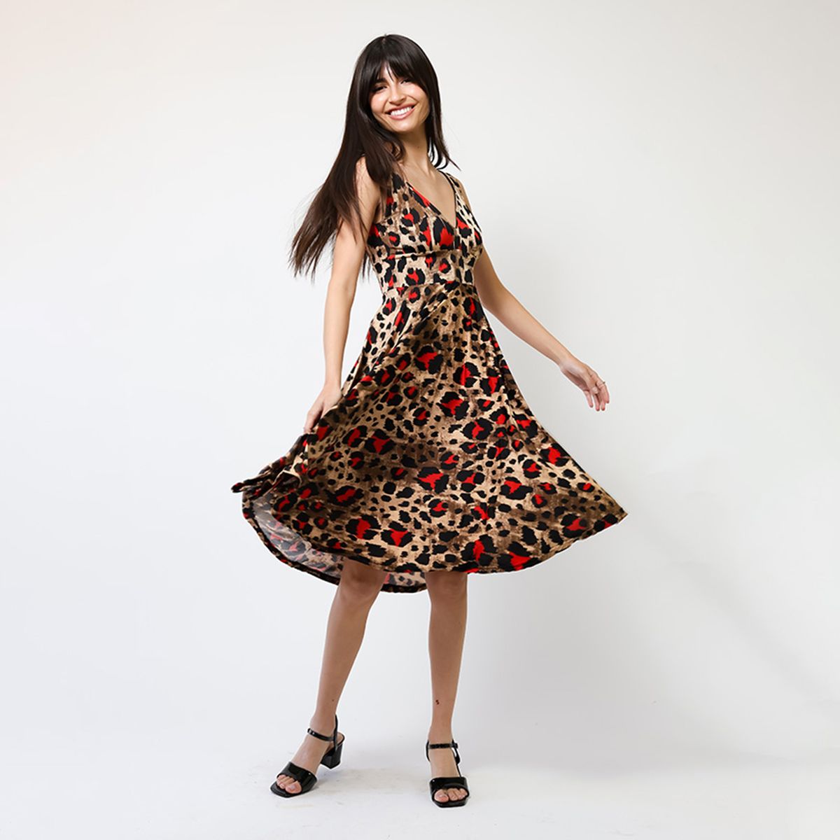 NATALIA SEGUEL - Vestido Dani Animalprint Rojo  Natalia Seguel