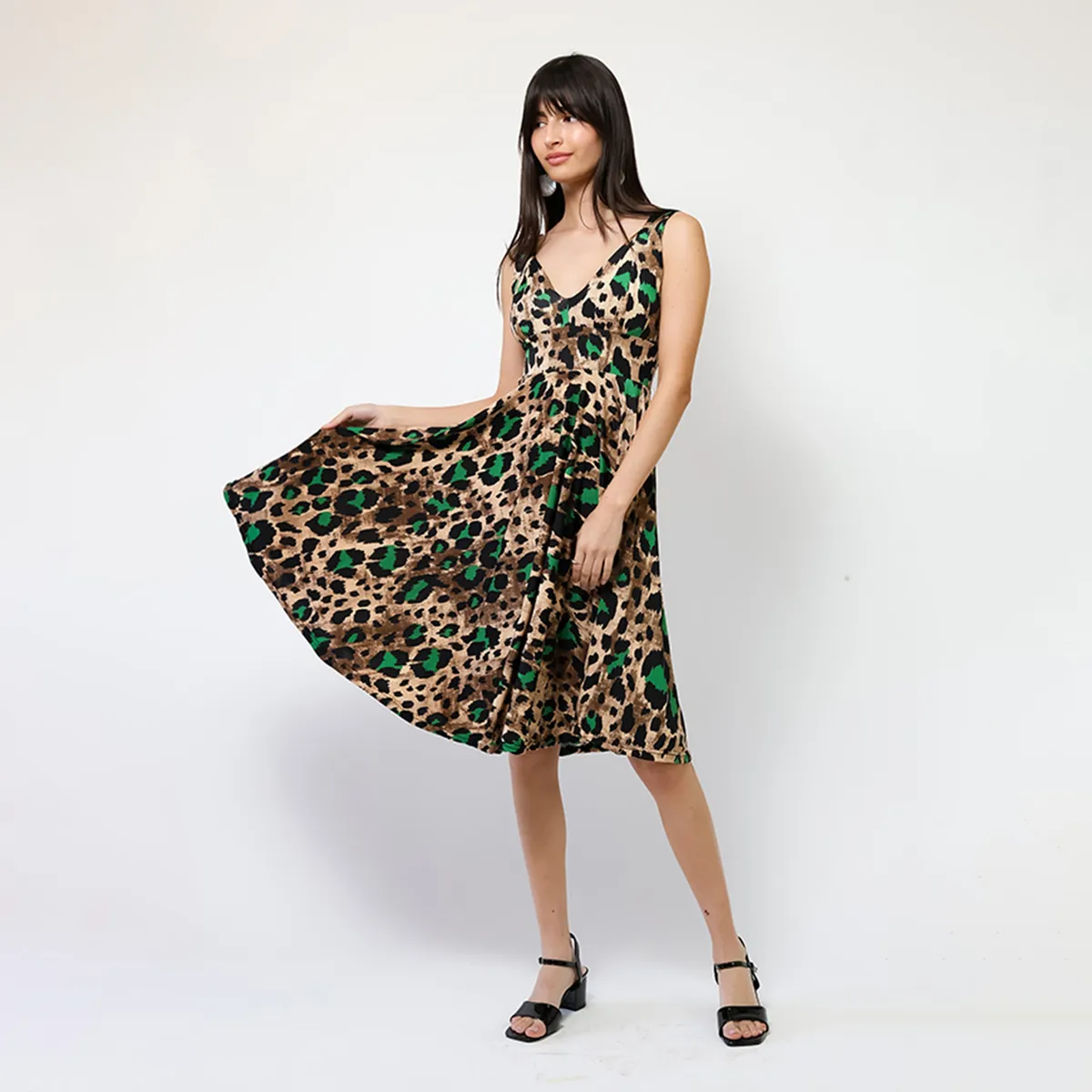 NATALIA SEGUEL - Vestido Dani Animalprint Verde  Natalia Seguel