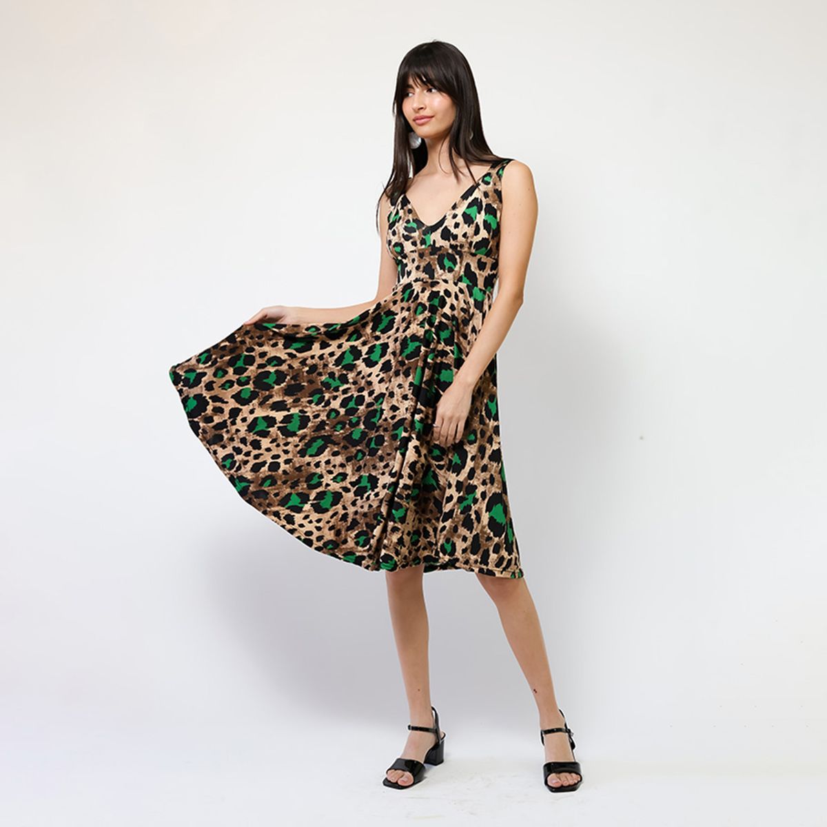 NATALIA SEGUEL - Vestido Dani Animalprint Verde  Natalia Seguel