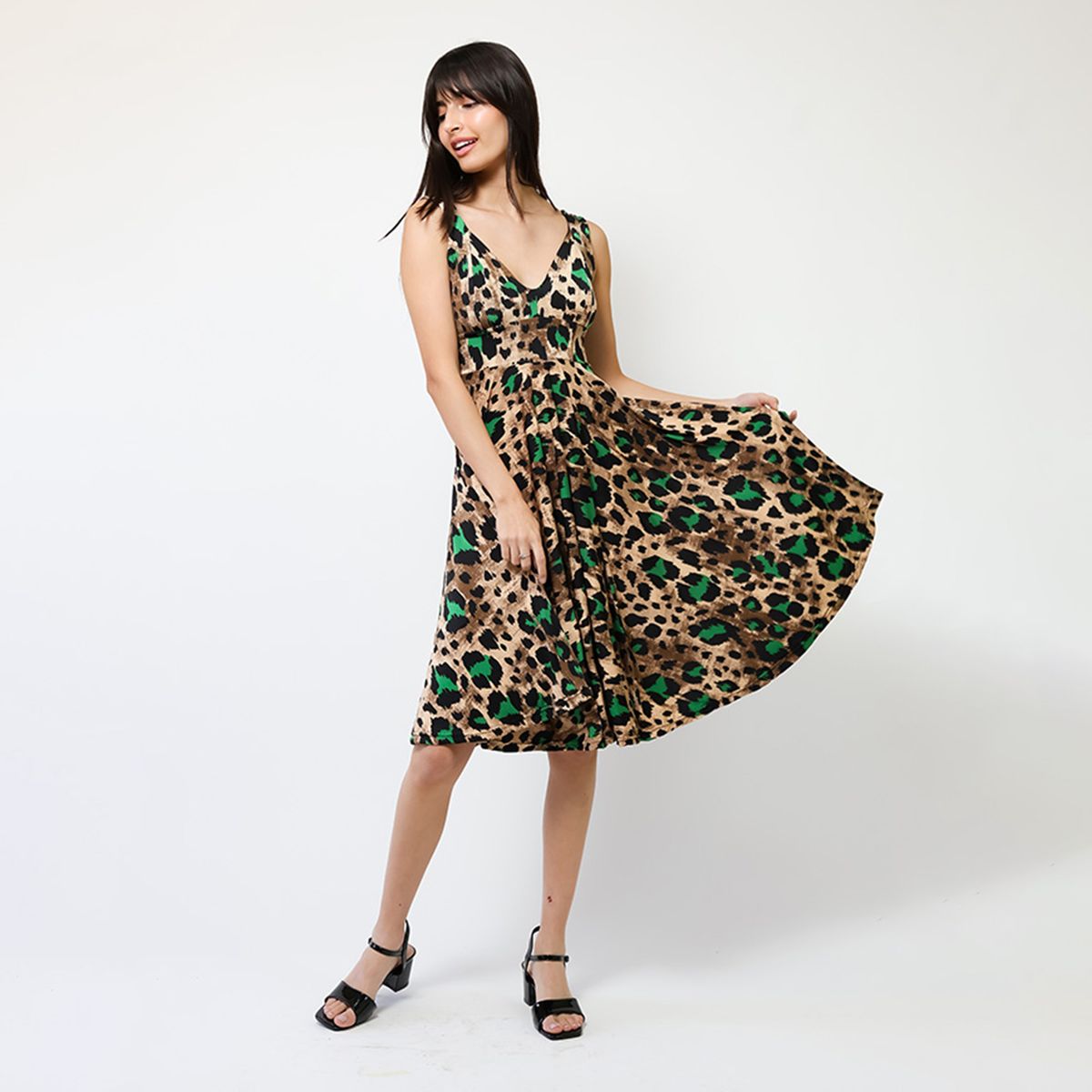 NATALIA SEGUEL - Vestido Dani Animalprint Verde  Natalia Seguel