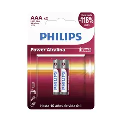 PHILIPS - Pack 2 Pilas AAA Alcalinas LR03P2B