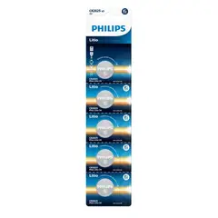 PHILIPS - Pack 5 Pilas Cr2025 3v Tipo Botón Litio