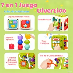 GENERICO - Cubo De Actividades 7 En 1 Juguete Para Bebé Cubo Montessori Blanco