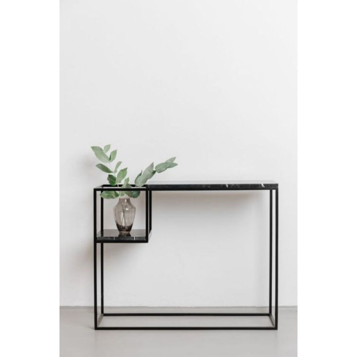 GENERICO - Mesa Arrimo Mármol Marquina 100x30x90 cm  Negra  Fierro Electropintado  Diseño Moderno Premium