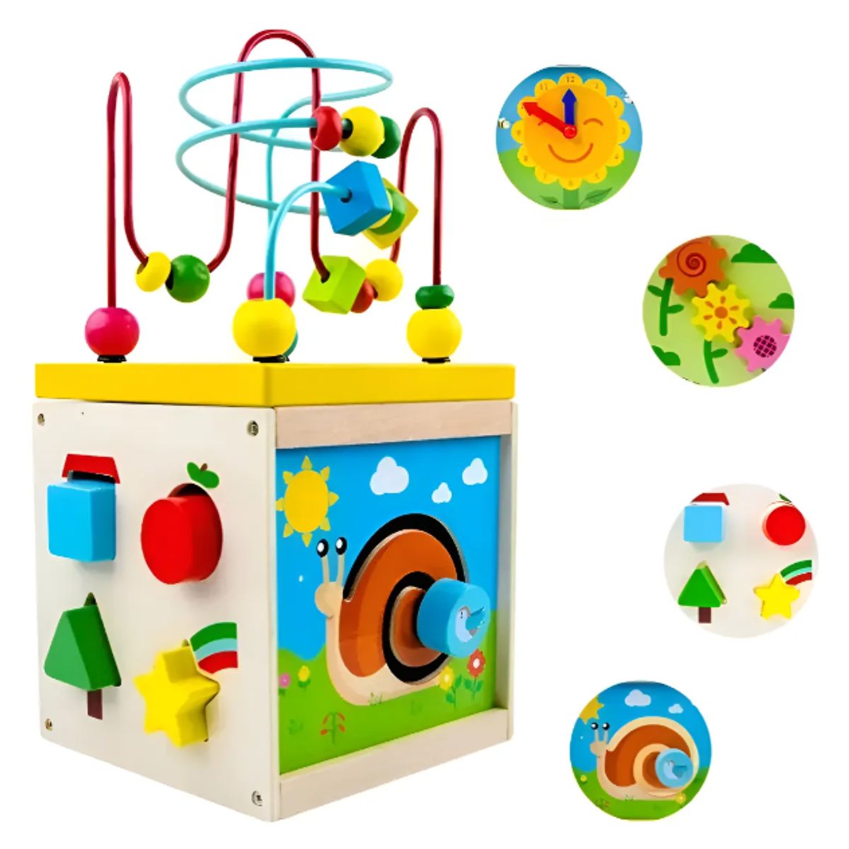 GENERICO - Cubo De Actividades Didáctico Montessori de Madera