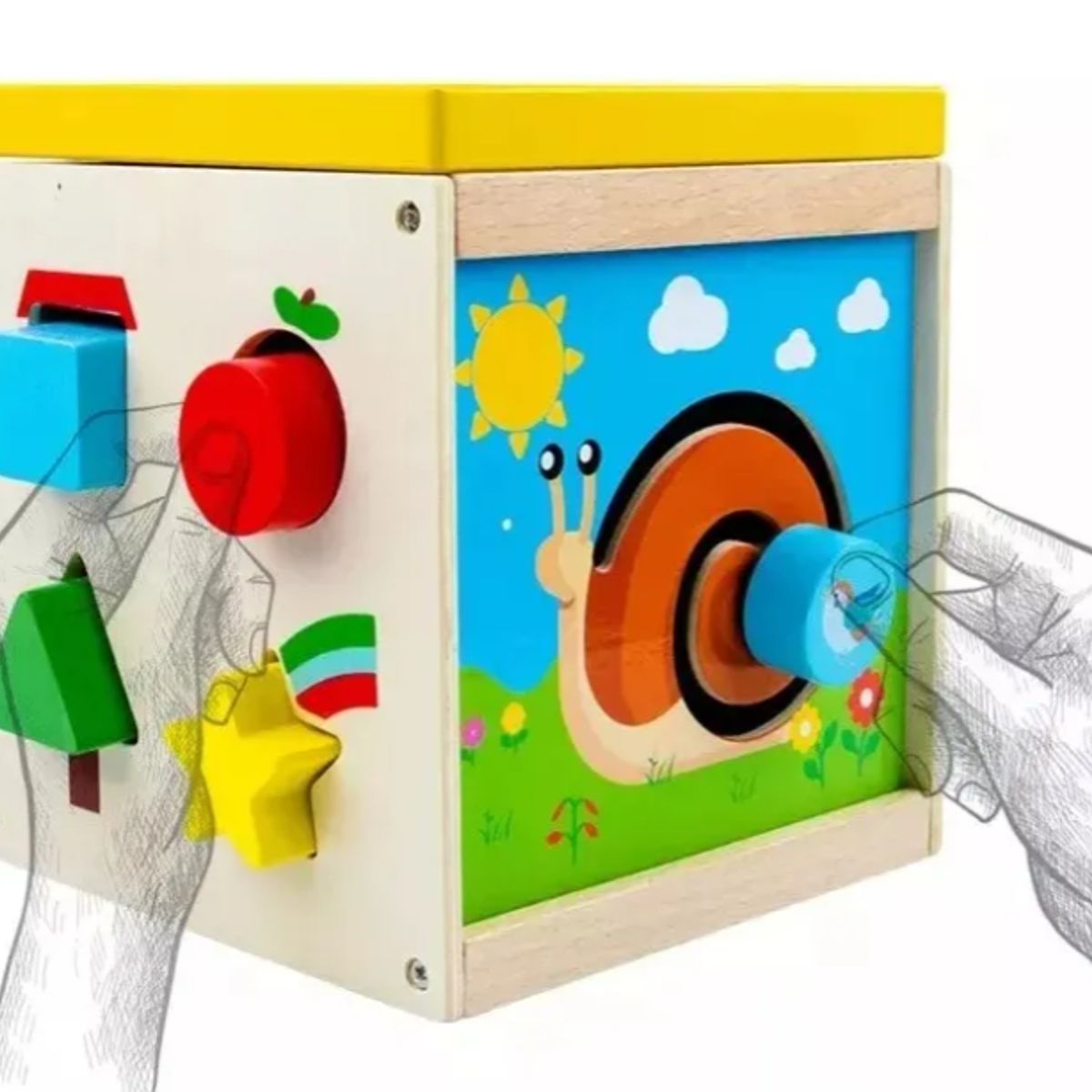 GENERICO - Cubo De Actividades Didáctico Montessori de Madera