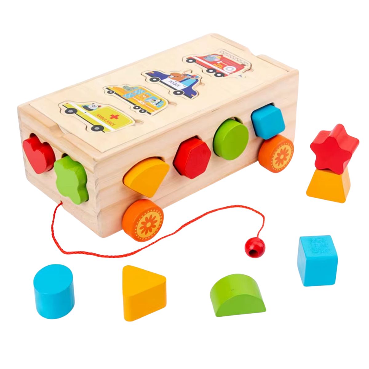 GENERICO - Juego De Encaje Y Arrastre Madera Para Niños