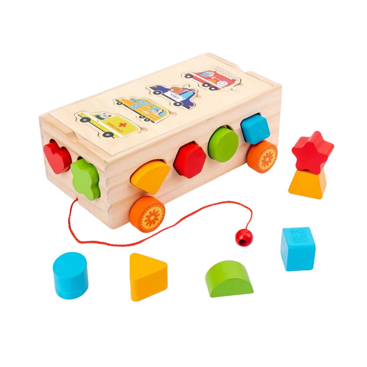GENERICO - Juego De Encaje Y Arrastre Madera Para Niños