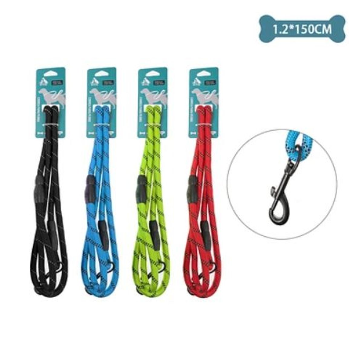 GENERICO - Correa reflectante para mascota 12cm15m Color Azul Verde