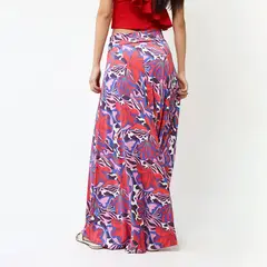 NATALIA SEGUEL - Falda Martina Violeta Hojas Fucsia