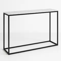 GENERICO - Mesa de Arrimo Mármol Carrara 100x30x90 cm Premium Estructura Metálica Electropintada