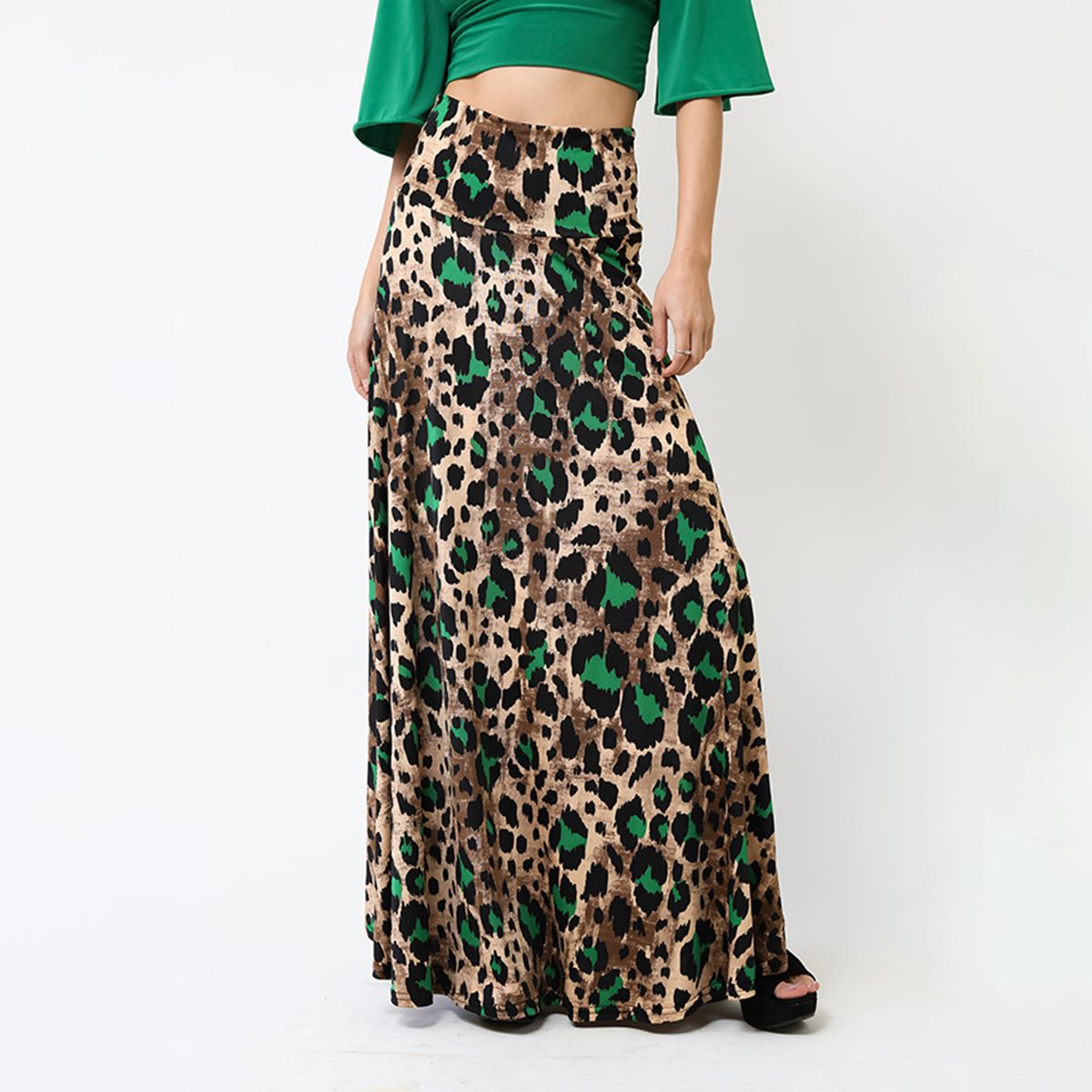 NATALIA SEGUEL - Falda Martina Animalprint Verde  Natalia Seguel
