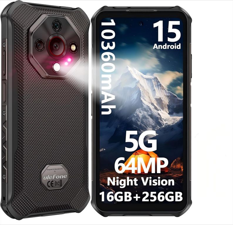 Armor X16Pro 5G Celular 16GB+256GB 10360mAh Android 15 Smartphone-Negro