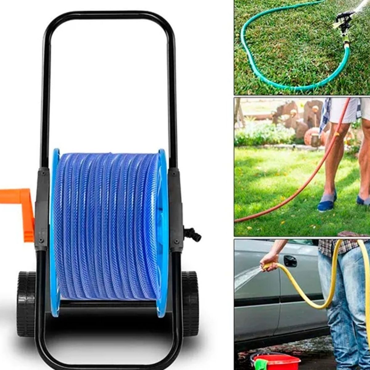 QUICK - Carro Porta Manguera Capacidad 50 Mts Riego Jardín