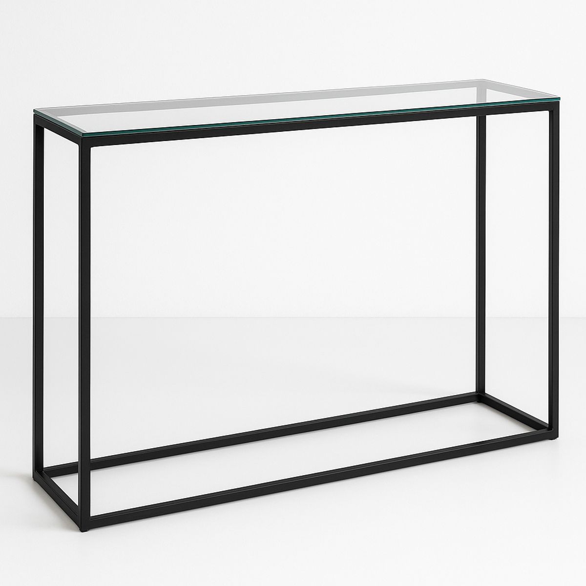 GENERICO - Mesa de Arrimo Negra con Vidrio Templado 100x30x90 cm  Diseño Moderno Minimalista