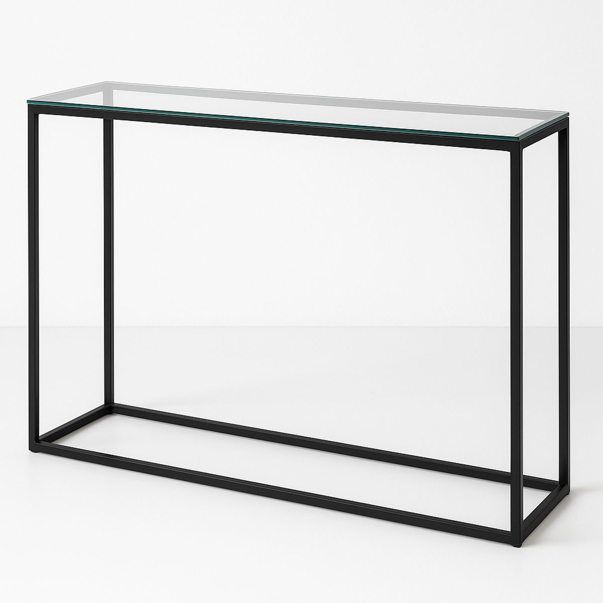 GENERICO - Mesa de Arrimo Negra con Vidrio Templado 100x30x90 cm  Diseño Moderno Minimalista