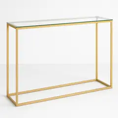 GENERICO - Mesa de Arrimo Dorada 100 x30x90 cm -Vidrio Templado Diseño Moderno Elegante