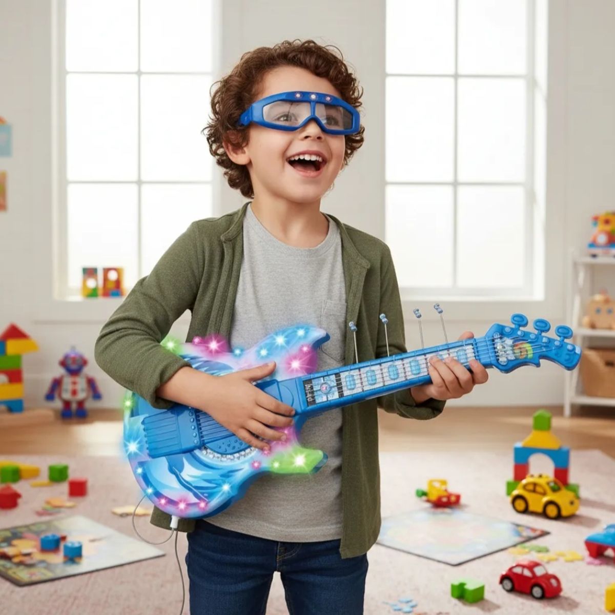 GENERICO - Guitarra Musical Con Luz Y Sonido Juguete Entrada Mp3