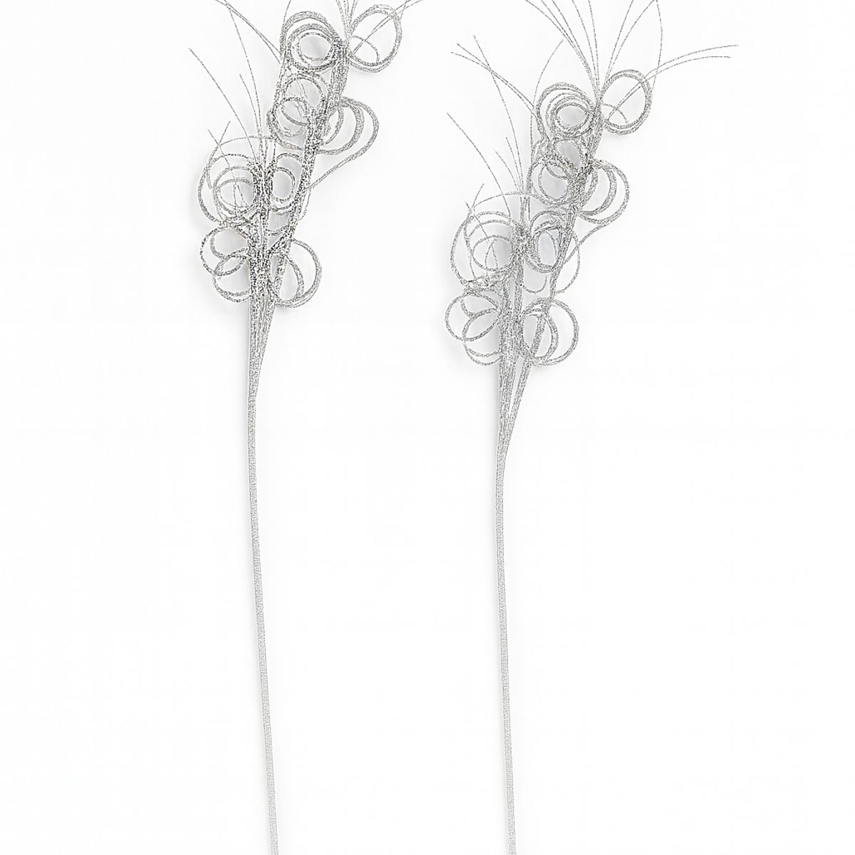 HERRERA MAISON - Set X2 Rama Navidad Despeinada Plateado Navidad 80 Cm