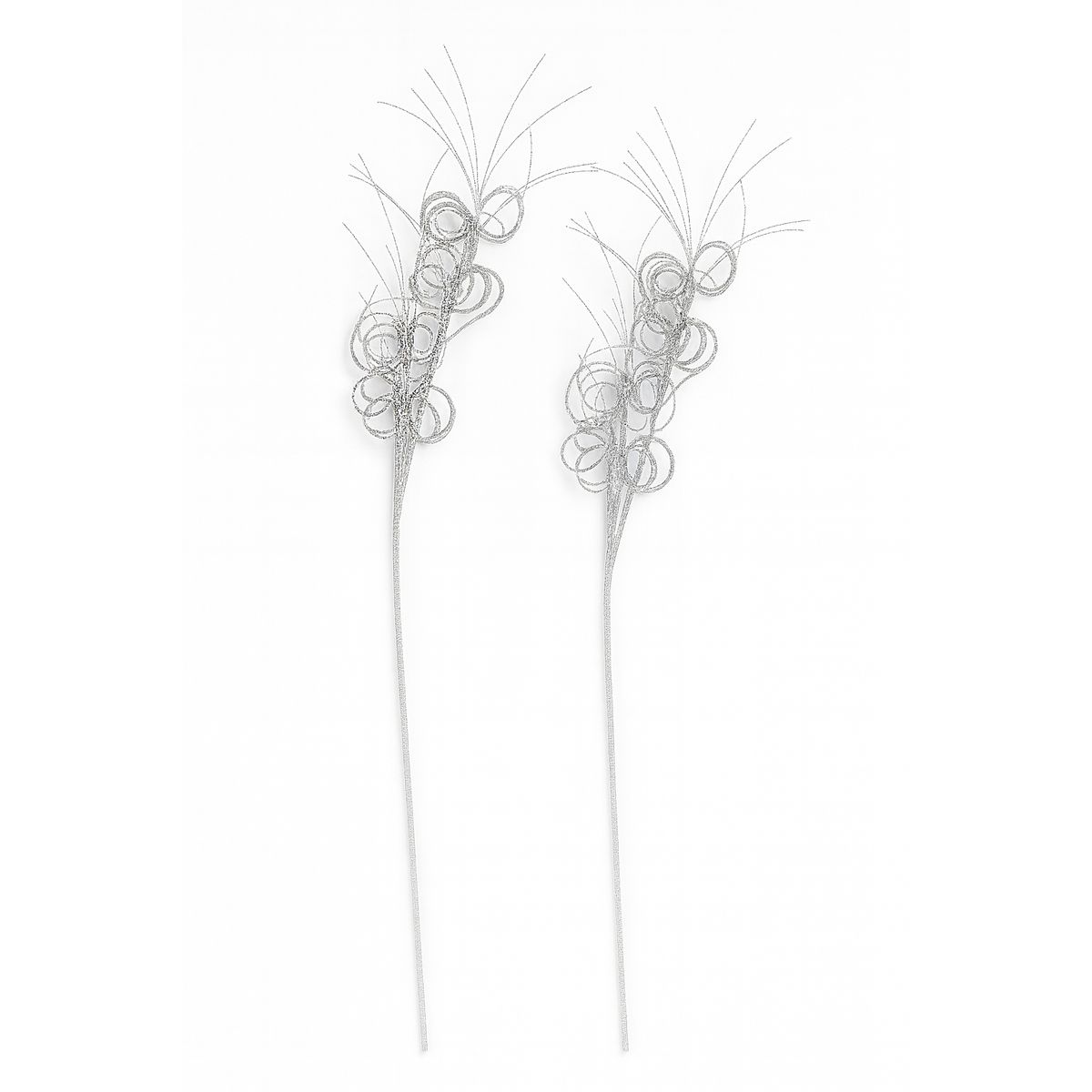 HERRERA MAISON - Set X2 Rama Navidad Despeinada Plateado Navidad 80 Cm