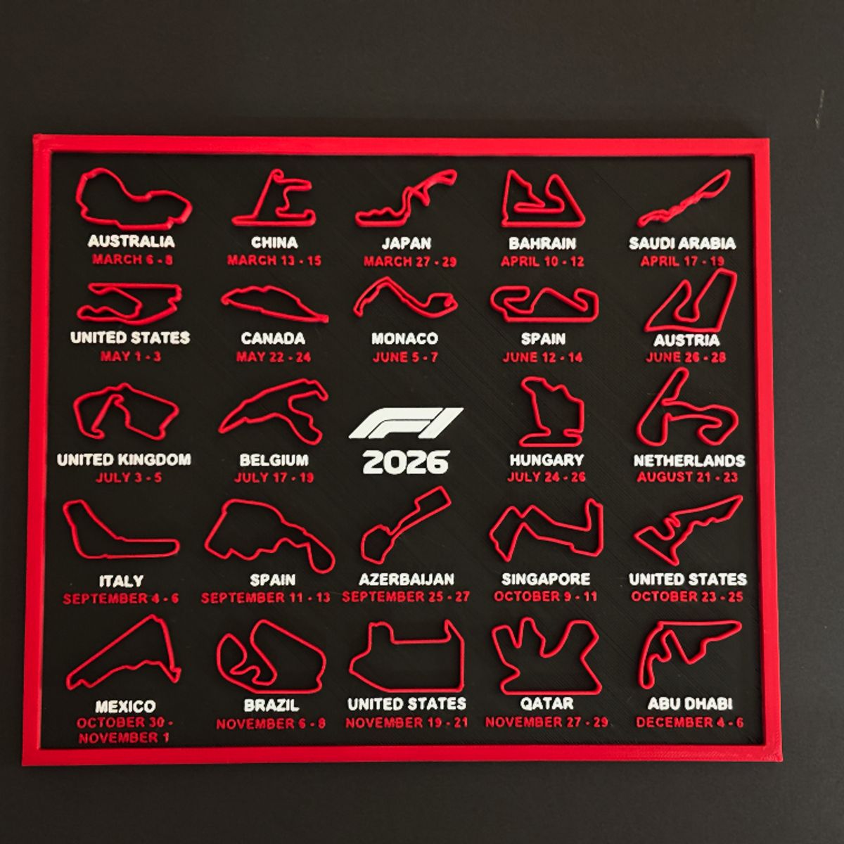 GENERICO - Calendario Circuito Fórmula 1 2026