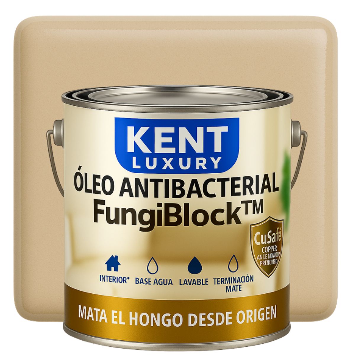 KENT - OLEO MATE INTERIOR BASE AGUA - ANTIBACTERIAL - GALON BEIGE NATURAL