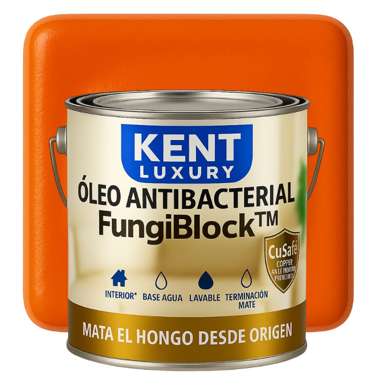 KENT - OLEO MATE INTERIOR BASE AGUA - ANTIBACTERIAL - GALON NARANJA MANDARINA