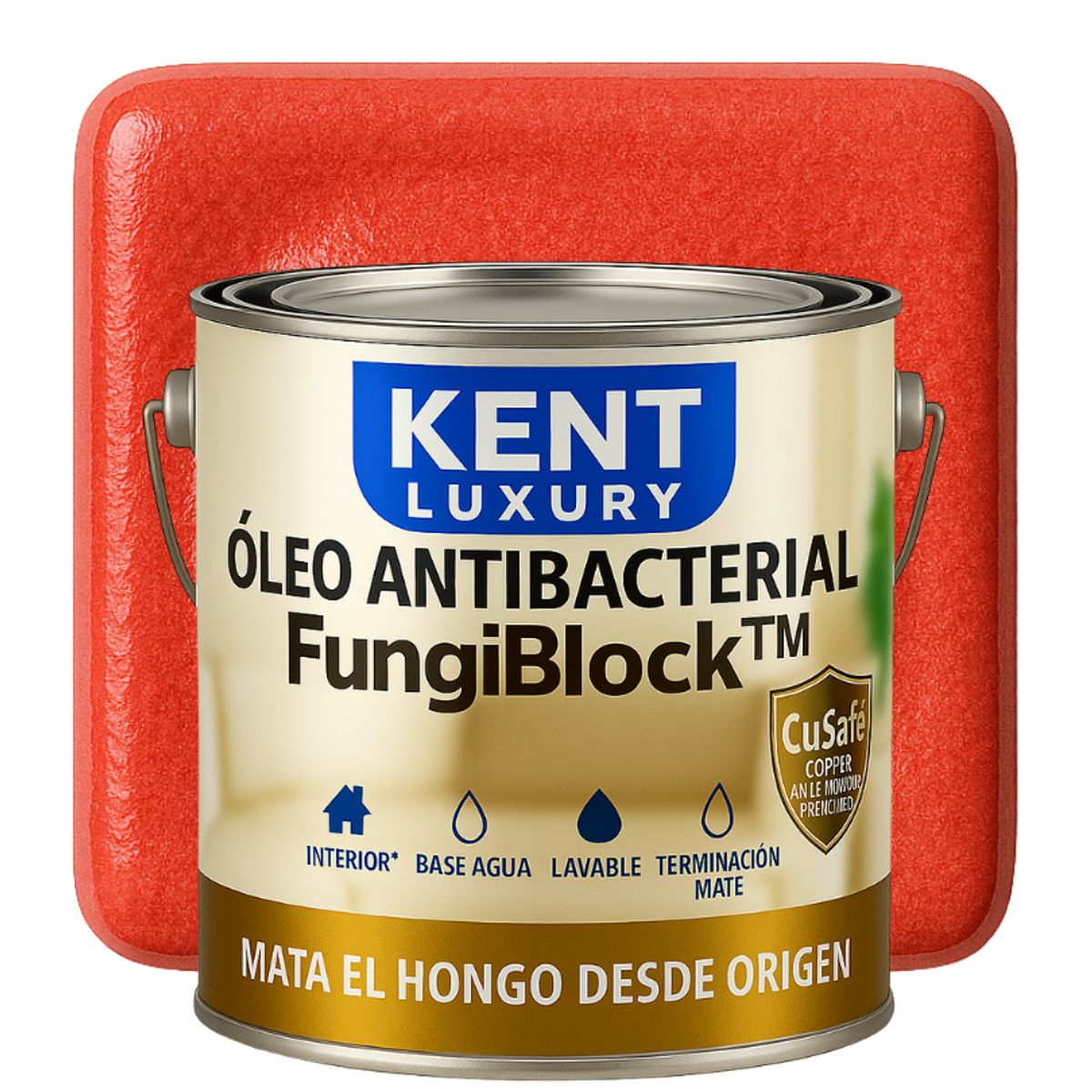 KENT - OLEO MATE INTERIOR BASE AGUA - ANTIBACTERIAL - GALON ROJO CORAL