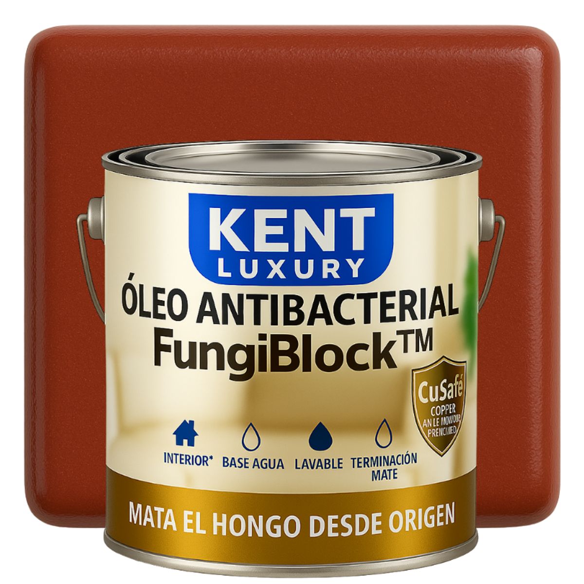 KENT - OLEO MATE INTERIOR BASE AGUA - ANTIBACTERIAL - GALON ROJO ÓXIDO