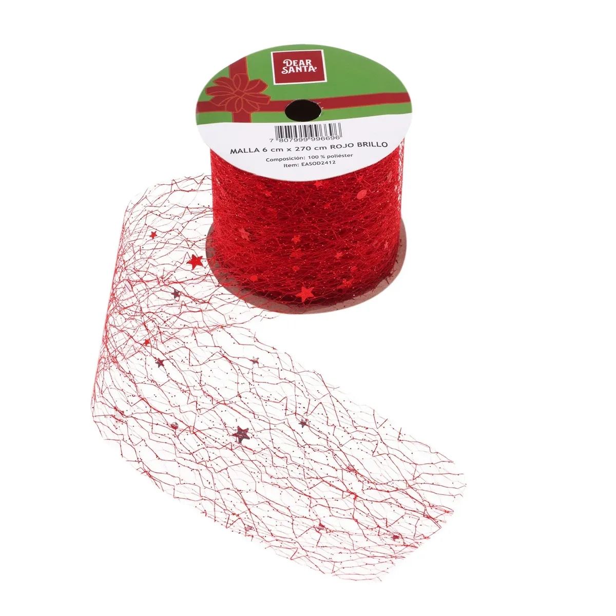 HERRERA MAISON - Pack X4 Cinta Navidad Malla 6 X 270 Cm Rojo Brillo