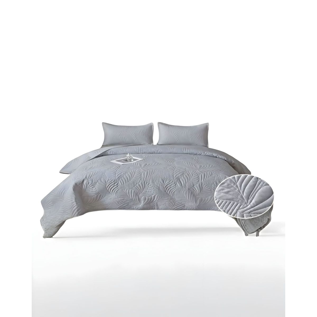 GENERICO - CUBRECAMA QUILT DE VERANO PLAZA Y MEDIA GRIS P2