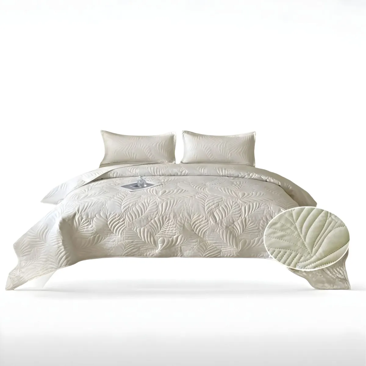 GENERICO - CUBRECAMA QUILT DE VERANO PLAZA Y MEDIA BEIGE P4_.