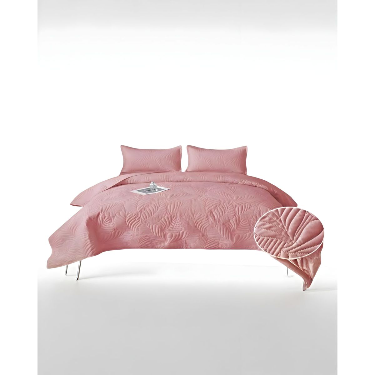 GENERICO - CUBRECAMA QUILT DE VERANO 2 PLAZAS ROSADO 26_.