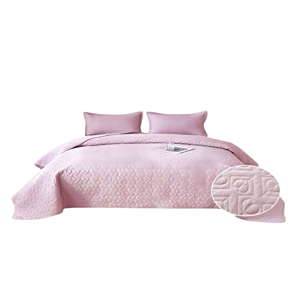 GENERICO - CUBRECAMA QUILT DE VERANO KING DISEÑO CORAZON 4