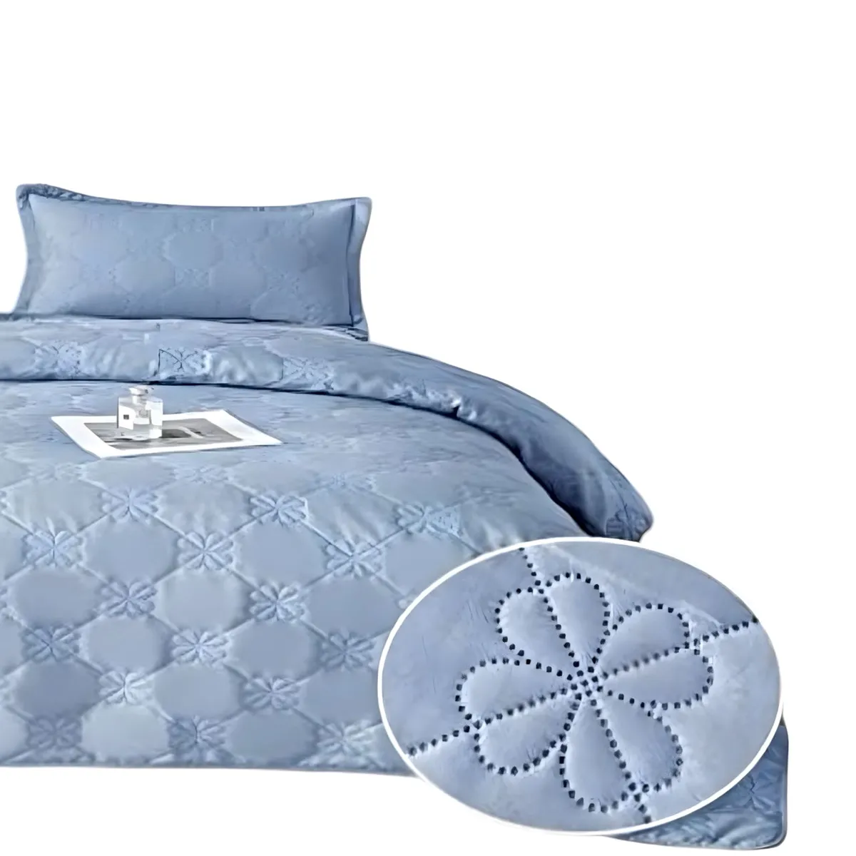 GENERICO - CUBRECAMA QUILT DE VERANO PLAZA Y MEDIA DISEÑO FLOR 6_.