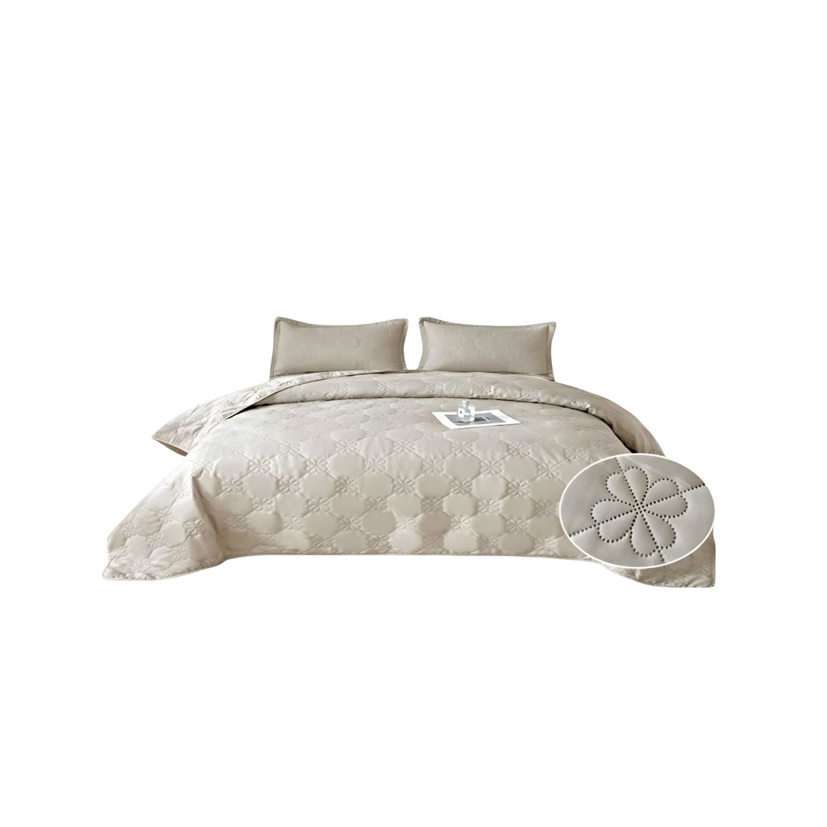 GENERICO - CUBRECAMA QUILT DE VERANO 2 PLAZAS DISEÑO FLOR 3