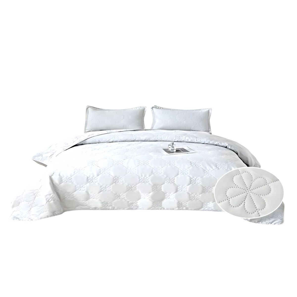GENERICO - CUBRECAMA QUILT DE VERANO KING DISEÑO FLOR 1