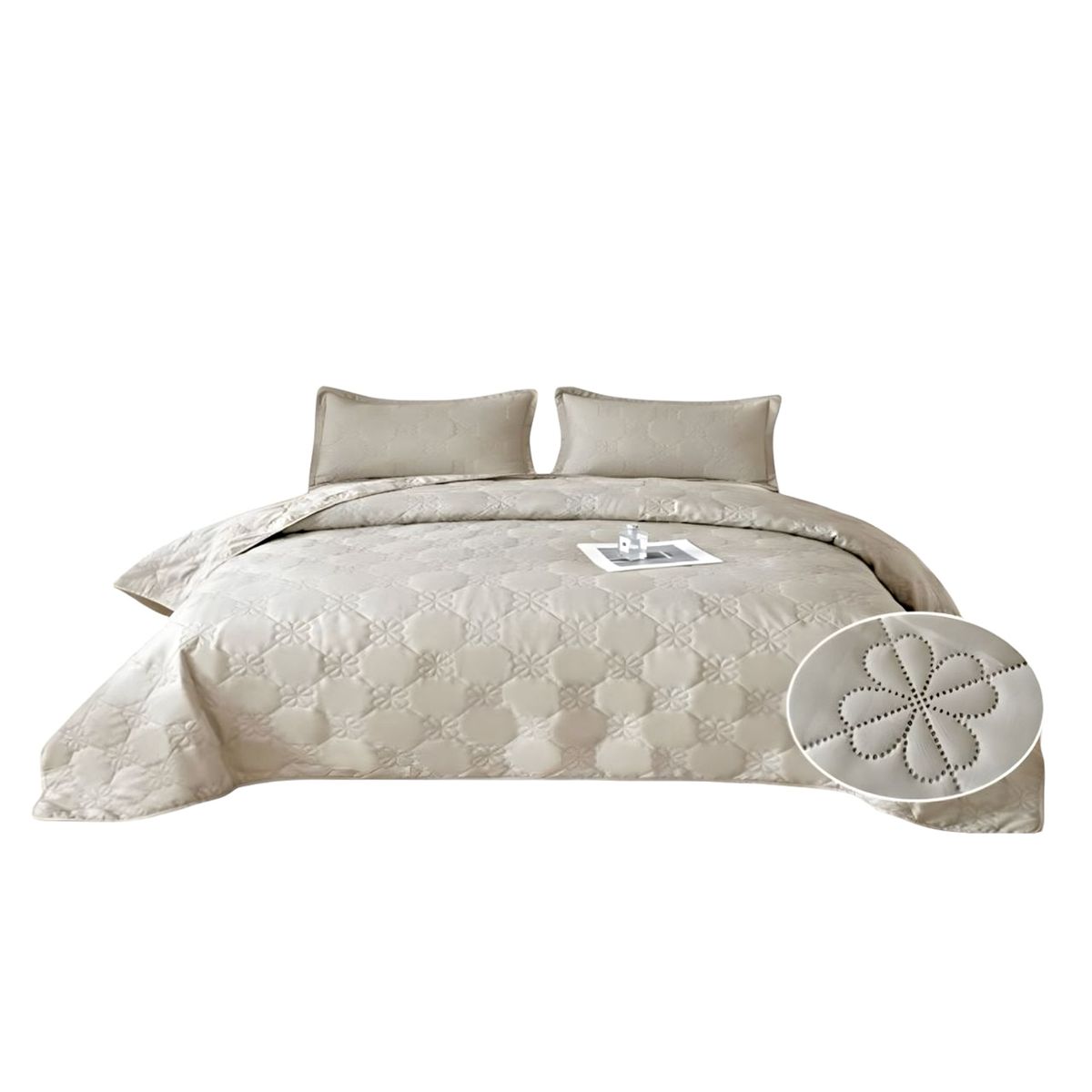 GENERICO - CUBRECAMA QUILT DE VERANO KING DISEÑO FLOR 3_.
