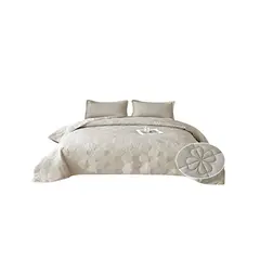 GENERICO - CUBRECAMA QUILT DE VERANO KING DISEÑO FLOR 3_.