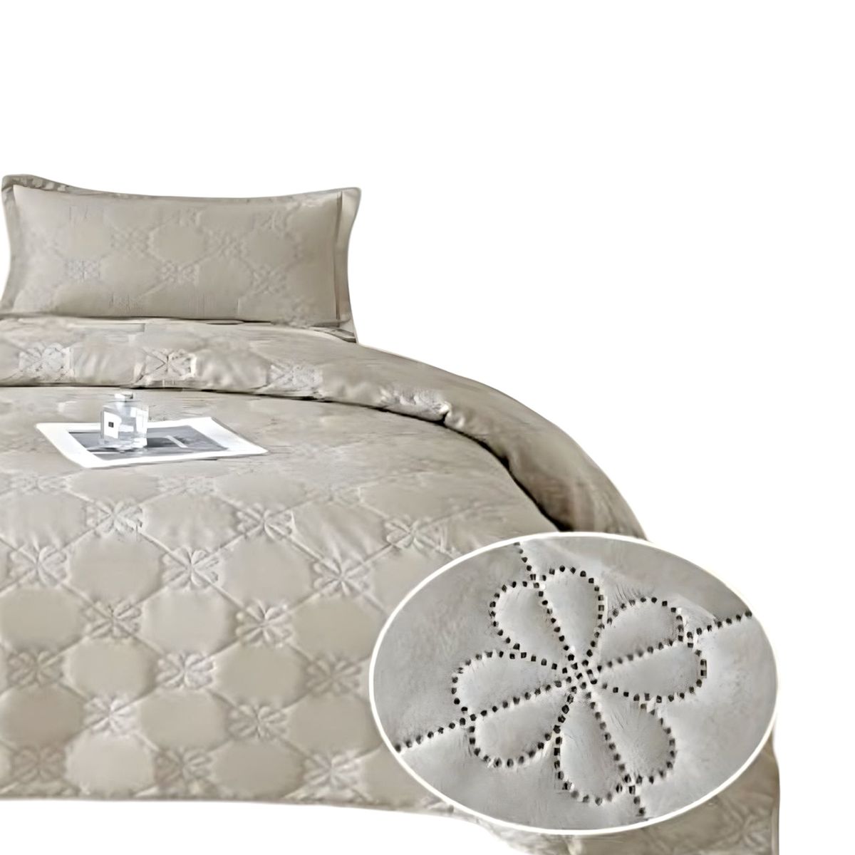 GENERICO - CUBRECAMA QUILT DE VERANO KING DISEÑO FLOR 3_.
